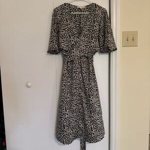 Lovestitch Black and White Patterned Wrap Dress Size Large